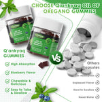 NEVISS 6-in-1 herbal defense formula gummies spread out next to the packaging showing soft chewable texture