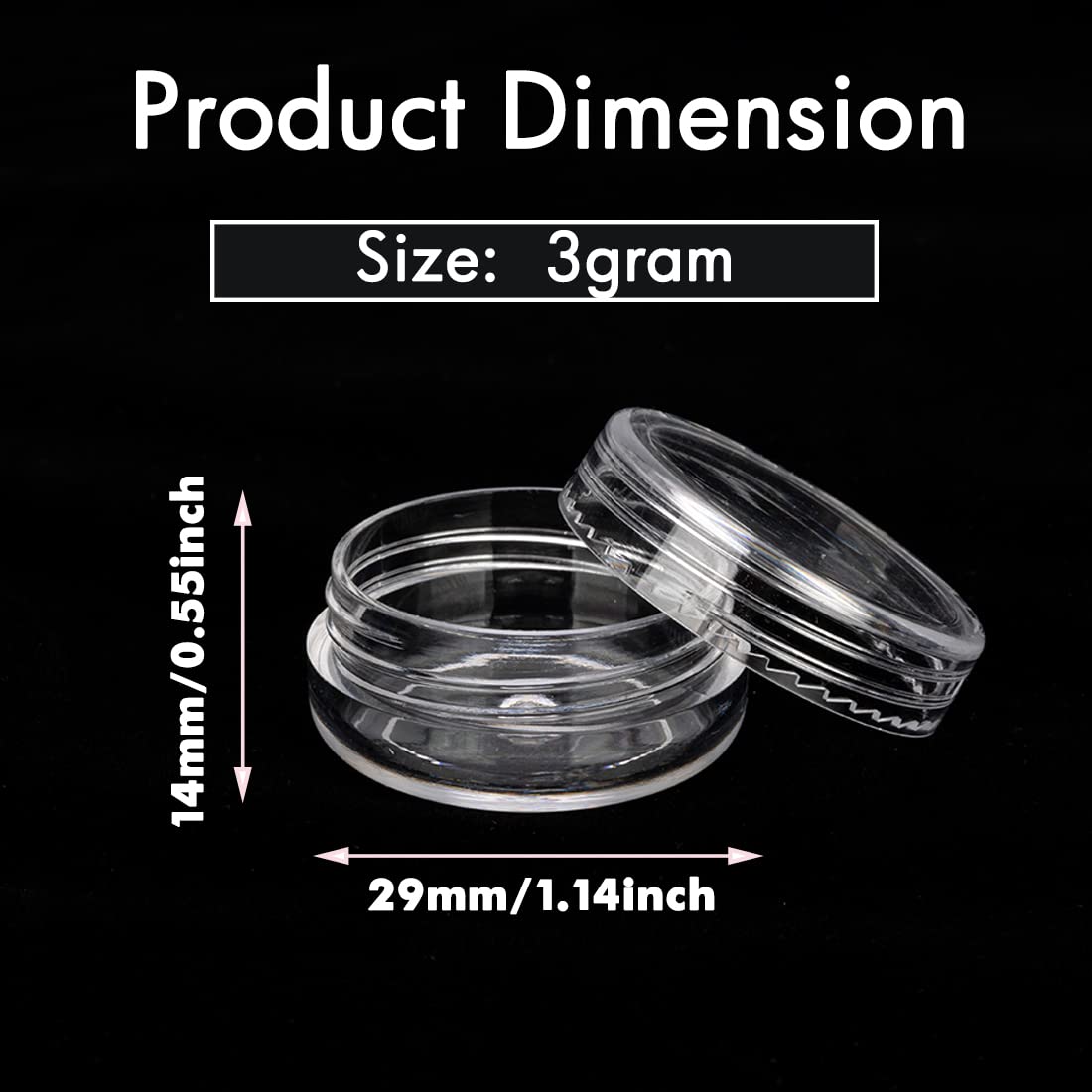 50 piece set of 3 gram mini jars with screw tops