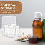 Side view of the lightweight and reusable Baderke glass single dose bottles showing high clarity and clean design