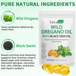Newseel organic oregano oil softgels 120 capsules pack showing supplement facts