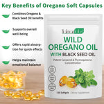 Newseel high potency 6000mg oregano oil dietary supplement capsules close up packaging