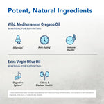 Mediterranean source P73 oregano oil dietary supplement dropper bottle closeup.
