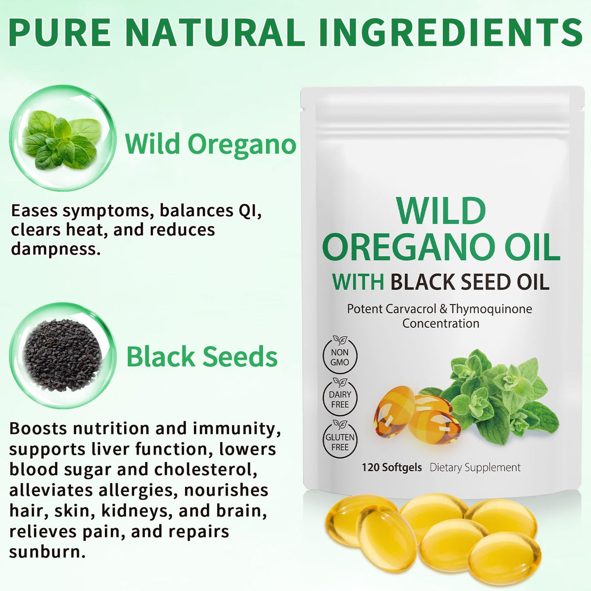 Nenmaokenu herbal dietary softgels showing ingredient facts label details