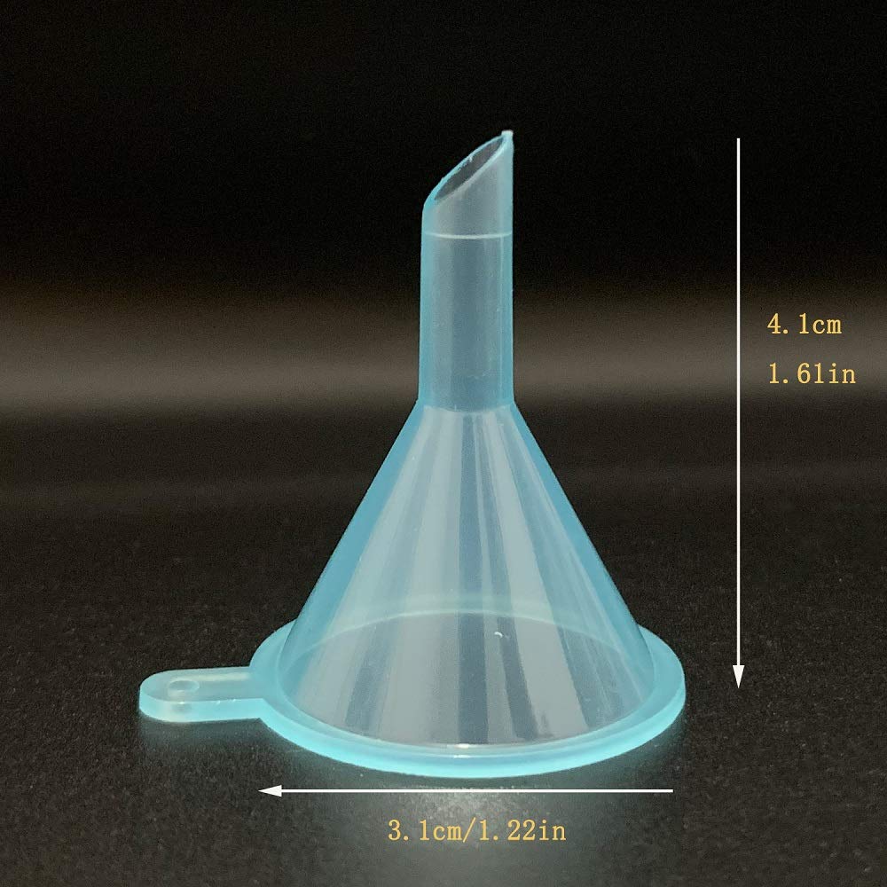 Small cosmetic funnels transferring essential oils into a glass vial