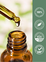 Full product shot of Carlyle organic oil of oregano one year supply amber glass bottle.