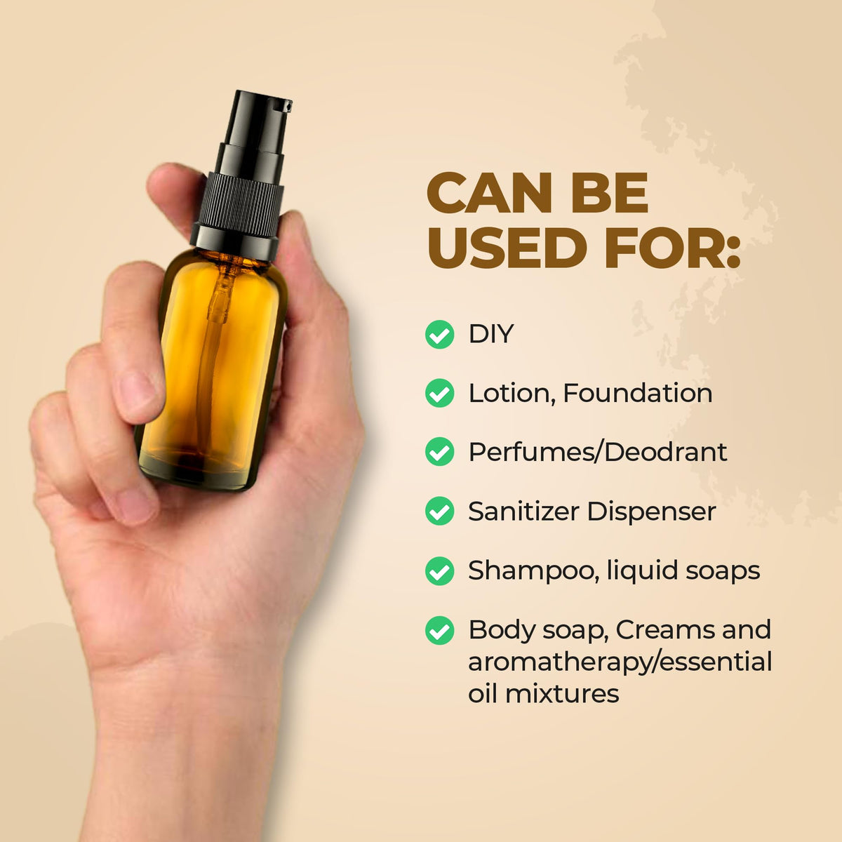 VitalUp amber glass bottle for essential oils showing leak proof airtight sealing components detached