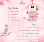 Hebora Premium Sakura Damask Rose softgel capsules packaging details and natural ingredients list
