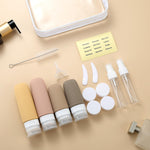 Side angle view of the Mrsdry compact TSA approved transparent toiletry bag packed for luggage organization