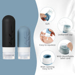 Refillable toiletries kit including spray bottles cream jars and mini funnels