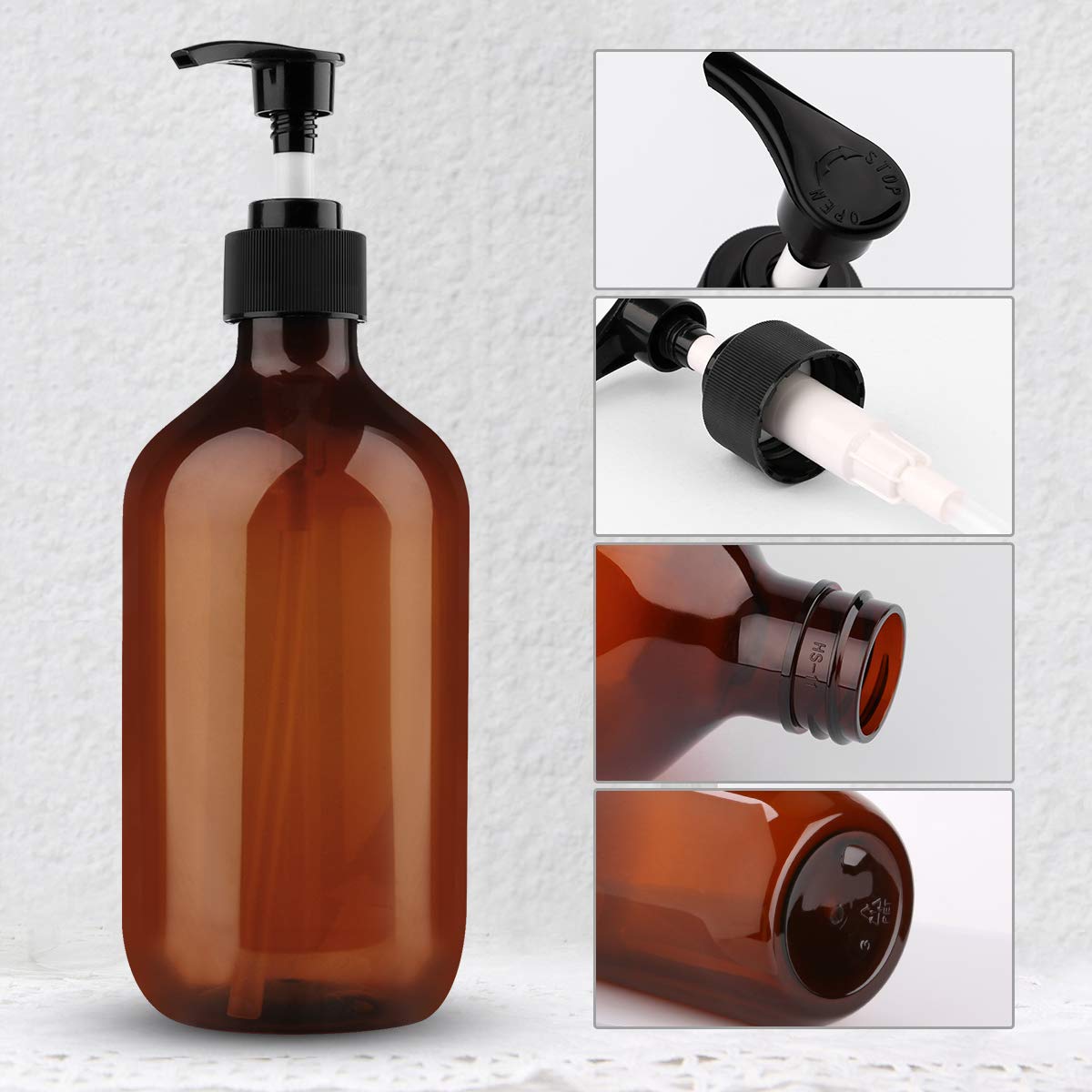 Yebeauty empty shampoo dispenser bottles displaying the extra thick base and wide opening.