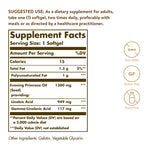 Solgar cold pressed evening primrose oil dietary supplement supplement facts and ingredients label
