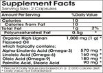 Side view of Naturetition Organic Flaxseed Oil 200 capsules bottle displaying ingredient label and nutritional facts.