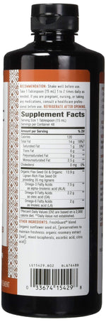 Nature's Way cold pressed organic flax oil liquid supplement nutrient facts label on the back panel