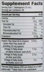 Authentic USA imported cold pressed organic flax seed oil packaging for plant based omegas