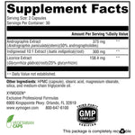 Side profile of Xymogen Viragraphis bottle showing ingredients