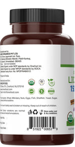 Certified organic licorice root dietary supplement bottle