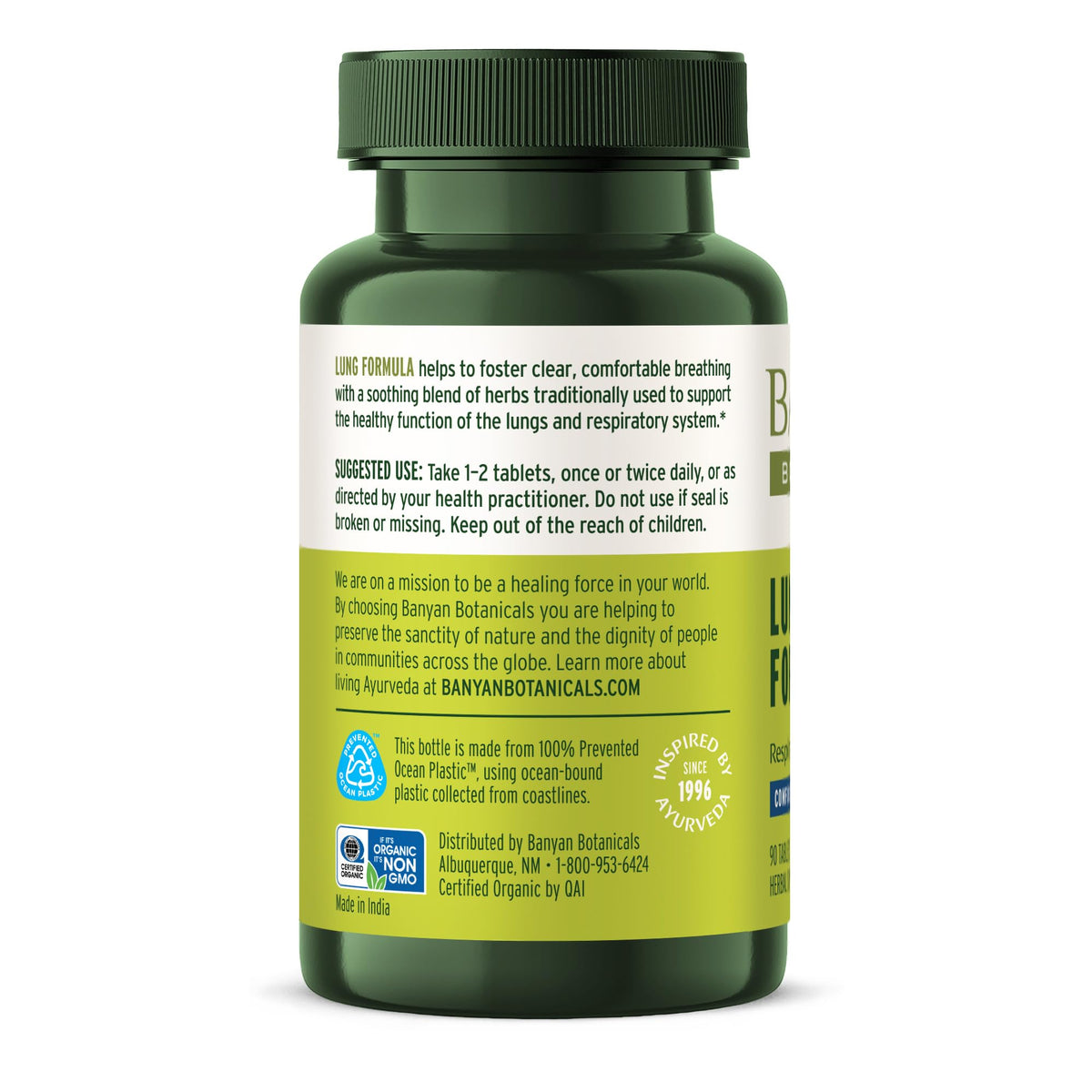 Banyan Botanicals Lung Formula bottle in retail packaging