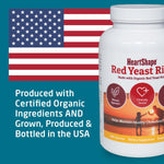 HeartShape wellness red yeast rice bottle close up showing capsule count