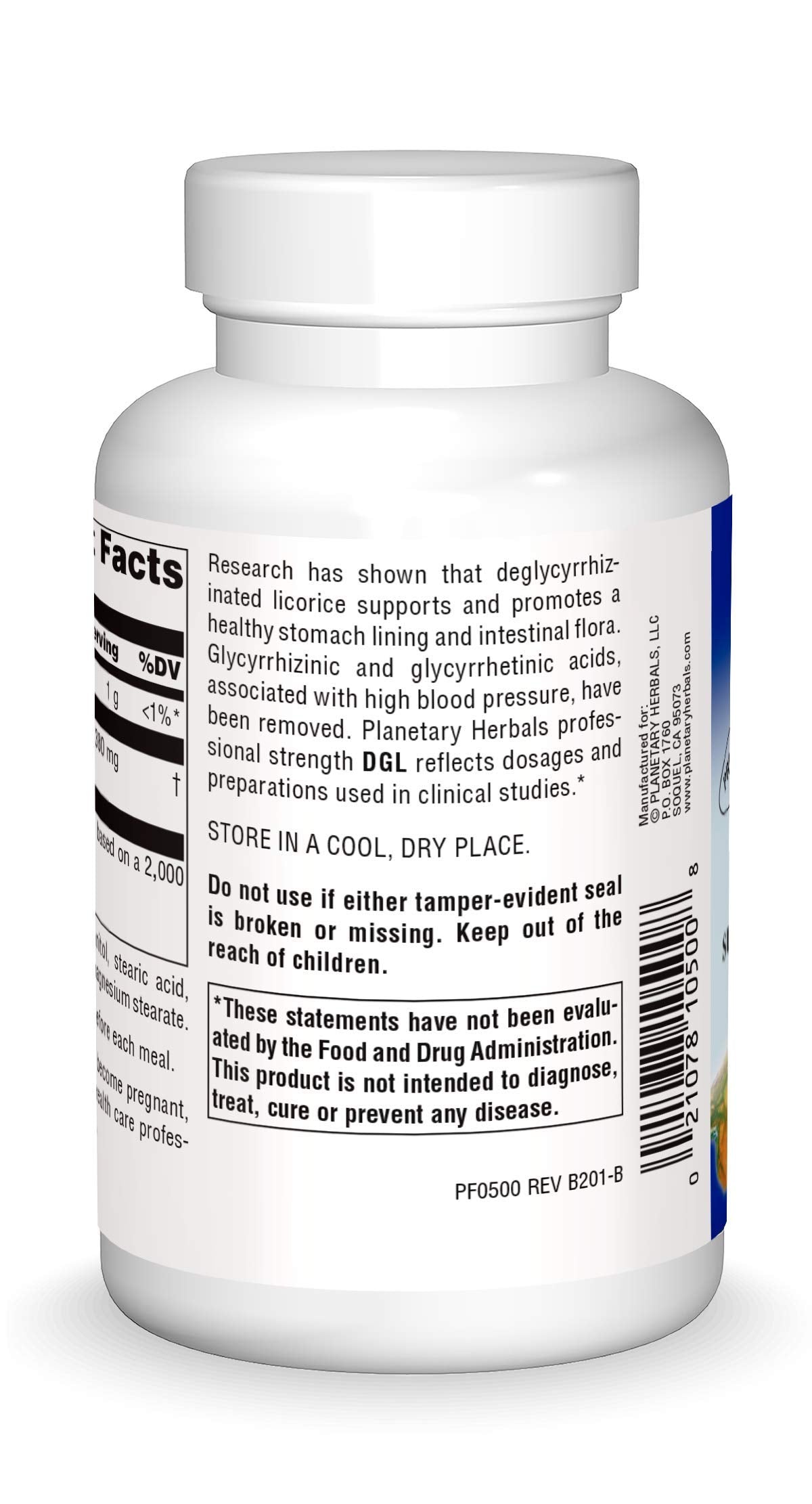 Planetary Herbals DGL chewable tablets bottle side profile