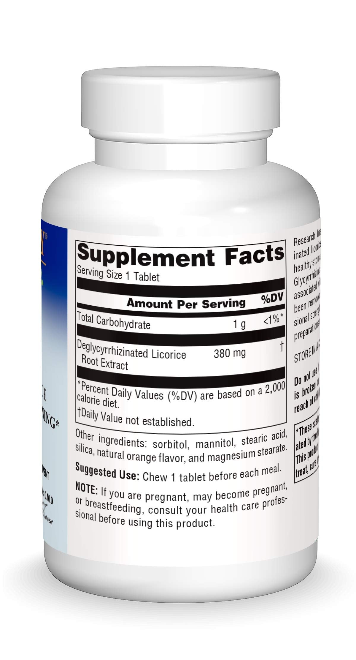 Planetary Herbals DGL Licorice 100 count bottle back view