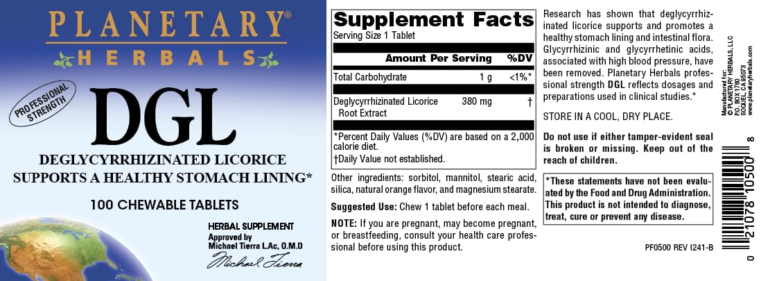 Planetary Herbals DGL herbal supplement cap and seal detail
