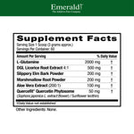 Close up of Emerald Laboratories Leaky Gut Health supplement label ingredients