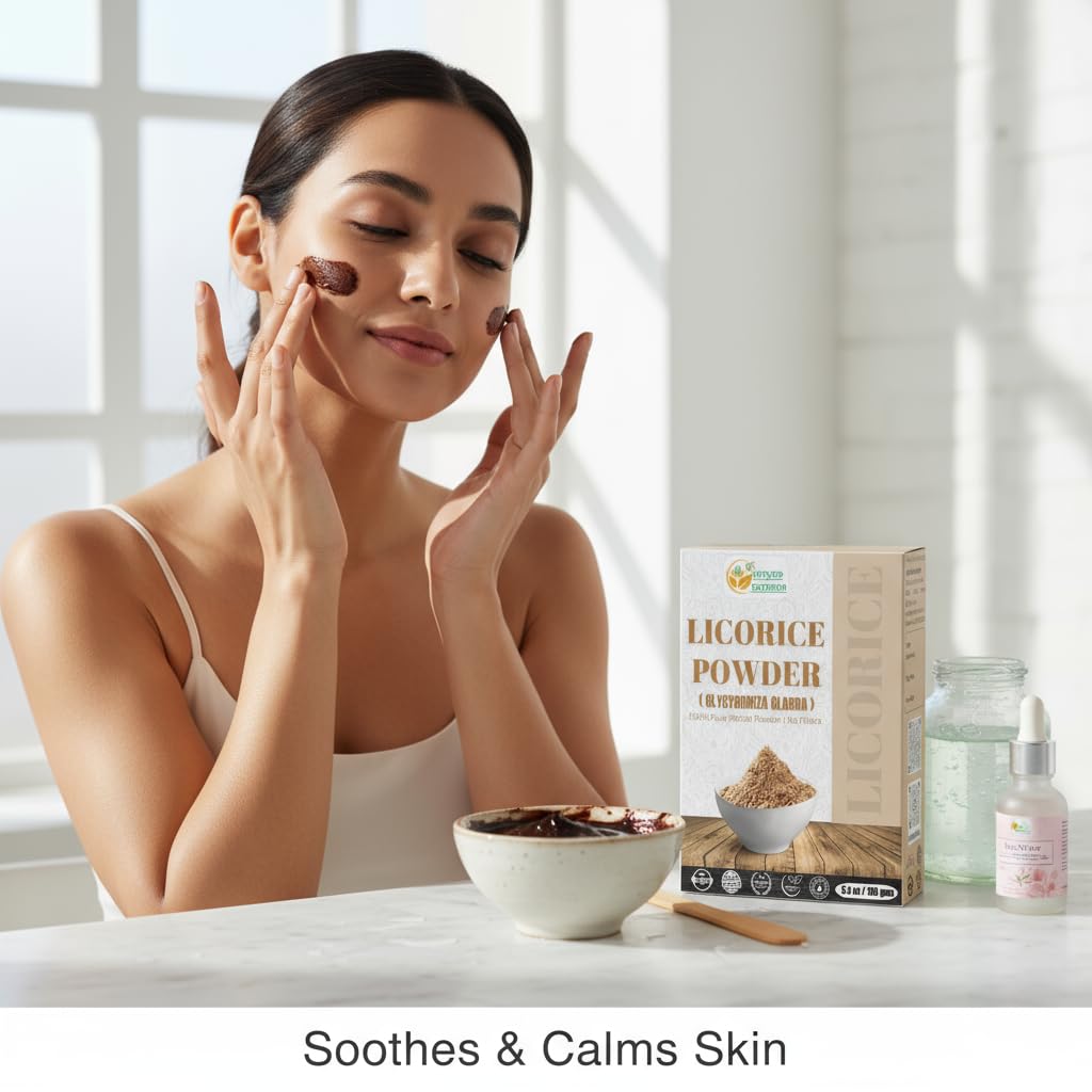 Lifestyle shot of Herbs Botanica licorice powder for wellness routine