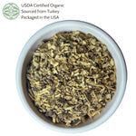 Close up of cut and sifted licorice root texture