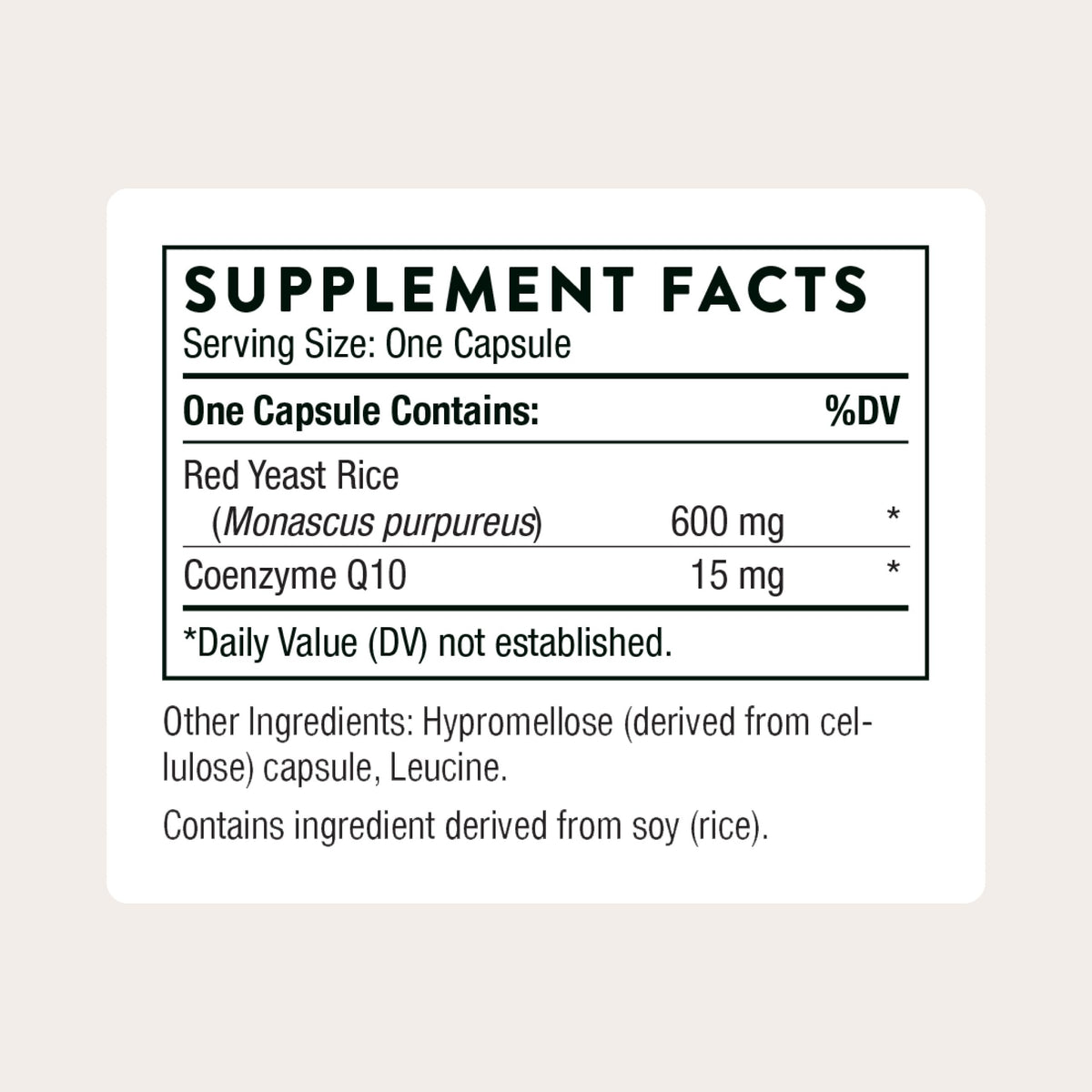Thorne Choleast 120 capsules dietary supplement side view showing detailed ingredient list