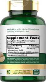 Carlyle odorless garlic pills high allicin extract supplement facts label packaging