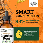 Alcohol-free vegan licorice root supplement dropper bottle