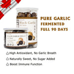 Orgnisulmte 7.05 ounce black garlic nutritional snack jar packaging details