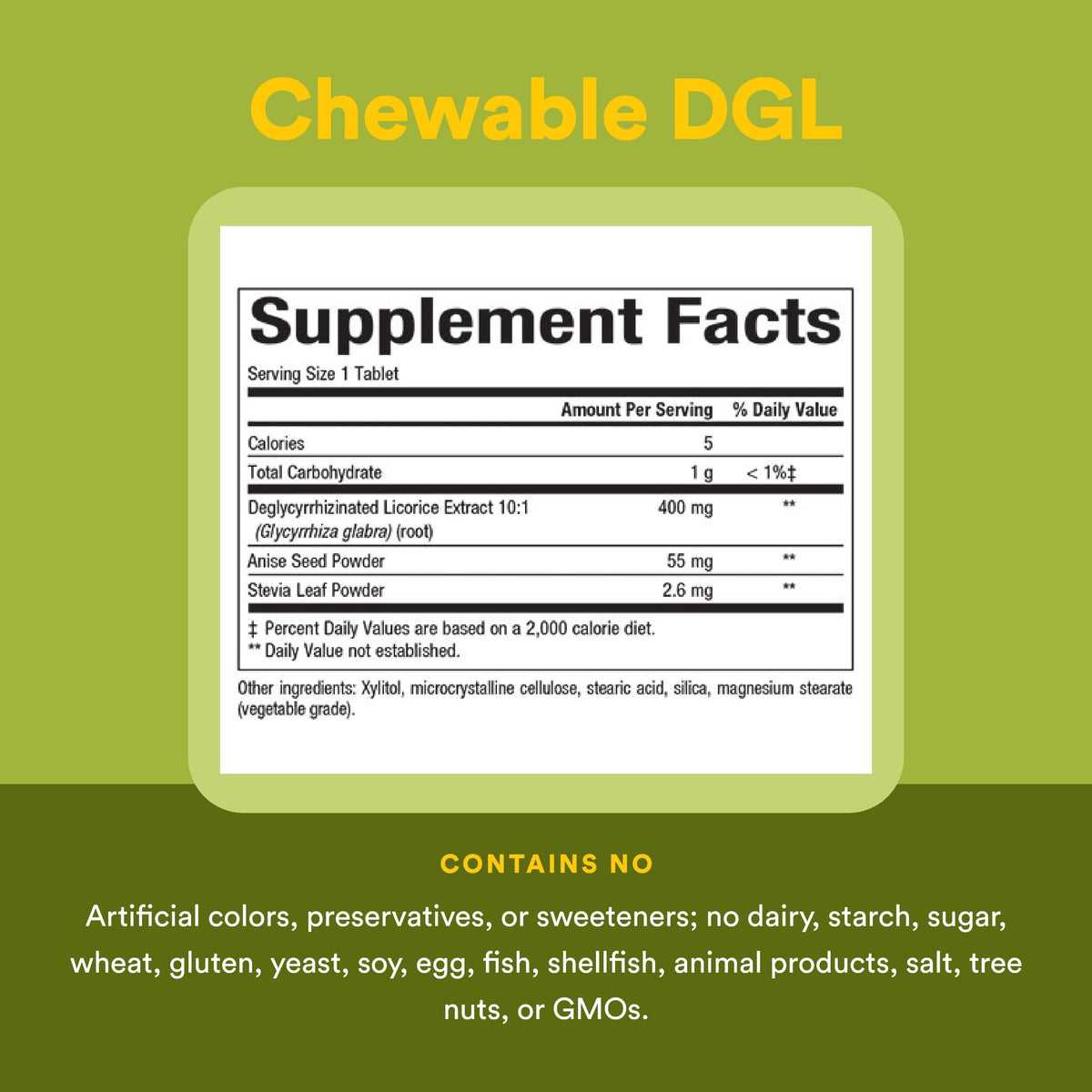Natural Factors DGL supplement facts and ingredient label