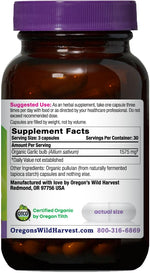 Organic heart health garlic supplements by Oregons Wild Harvest bottle angle shot