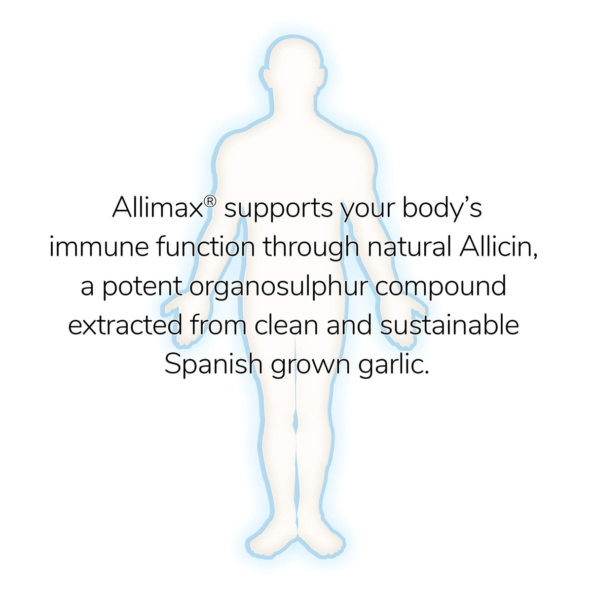 Side angle view of Allimax Pro 450 milligram practitioner strength vegetarian capsules packaging.