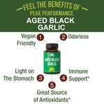 Odorless raw vegan black garlic dietary supplement bottle label details
