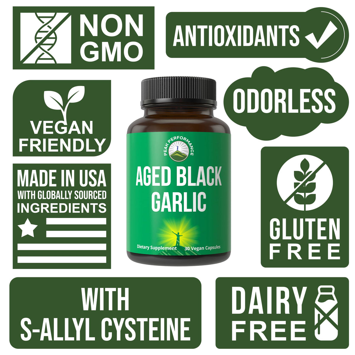 Aged black garlic extract 30 count bottle for cardiovascular health