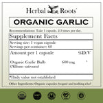 Herbal Roots garlic capsules organic supplement supplement facts label view