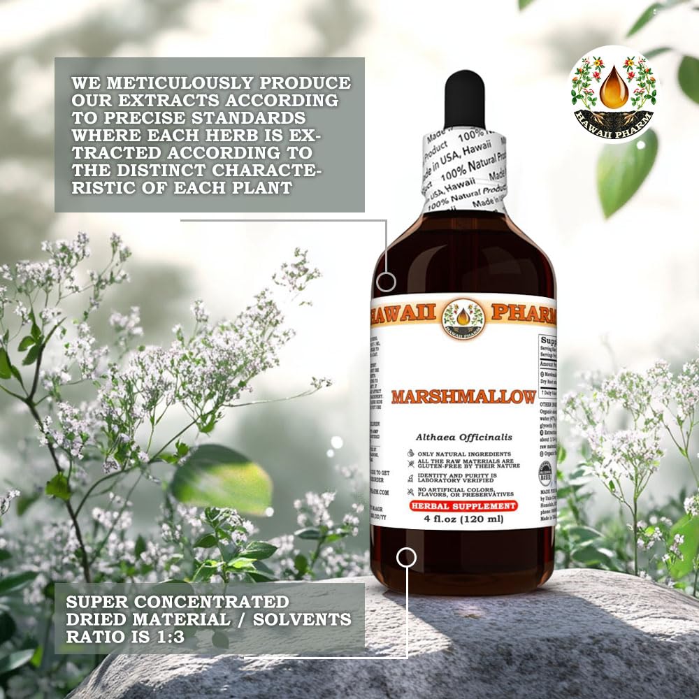Close up of Hawaii Pharm marshmallow root dropper bottle