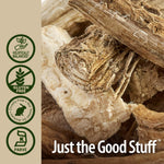 Close up of dropper dispensing liquid marshmallow root extract