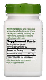 Nature's Way Marshmallow Root vegetarian supplement label details