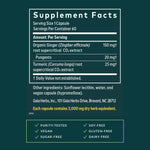 Authentic imported Gaia Herbs Ginger Supreme digestive health capsules supplement facts label
