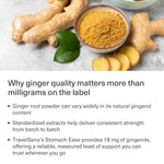 TRAVELSANA motion comfort ginger supplement box side packaging view.