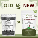Close up of Organic Way herbal marshmallow root powder texture