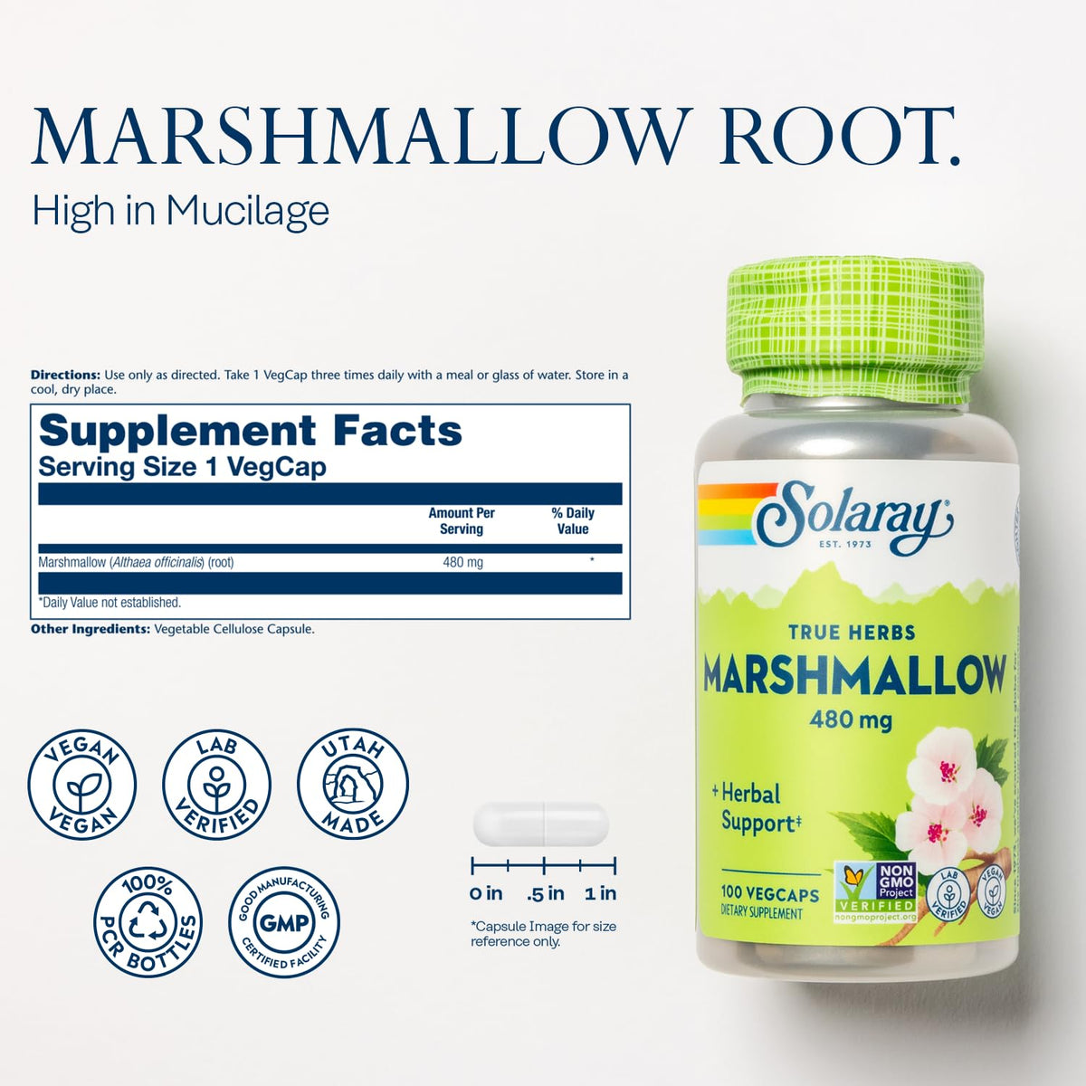 Solaray marshmallow root supplement facts label