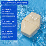 Close up of Ethique hydrating face wash bar texture