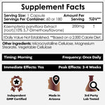 Side view of Nootropics Depot Black Ginger supplement bottle displaying ingredient breakdown and dietary facts.