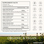 Oasis Force liver repair drops highlighting the cold pressed extraction formula details on the back label.