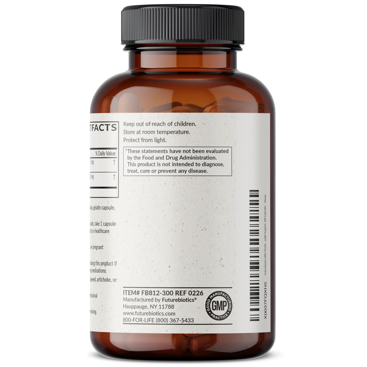 Futurebiotics 300 capsules milk thistle and dandelion root manufacturing seals