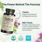 Vinatura TUDCA 1000mg with milk thistle extract 250mg allergy safety information side view.
